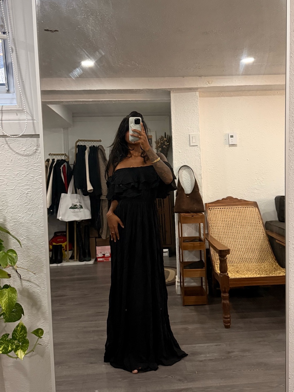 Black Maxi Dress Off shoulder XS